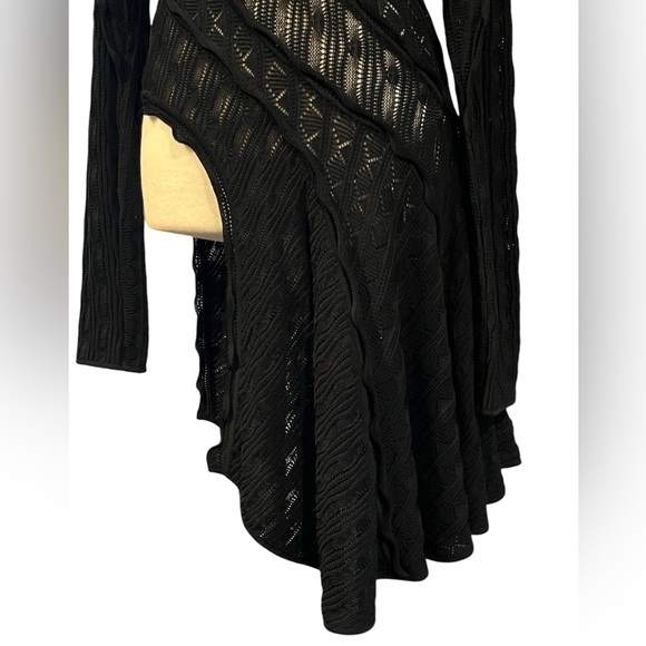 Givenchy Women’s Asymmetrical Open Knit Black Mock Neck Sweater Size XS - Picture 14 of 16